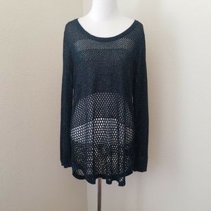 Rock & Republic Sz XL Black & Blue Shimmer Sweater